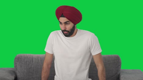 Kranker-Sikh-Indianer-Mit-Asthmaanfall,-Grüner-Bildschirm