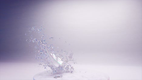 Shimmering-soap-bubble-burst-in-3D-animation,-a-dance-of-iridescent-fragments.-Slow-Motion