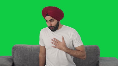 Kranker-Sikh-Indianer-Mit-Herzinfarkt,-Grüner-Bildschirm