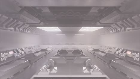 Abstract-concept.-An-endless-flight-through-a-white-tunnel-inside-a-spaceship.-Cargo-compartment.-3D-animation-of-a-seamless-loop.