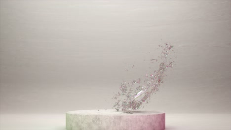 Shimmering-bubble-burst-in-3D-animation,-a-dance-of-iridescent-fragments.-Slow-Motion