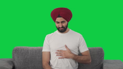 Kranker-Sikh-Indianer,-Der-Unter-Säure-Leidet,-Grüner-Bildschirm
