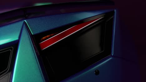 Ein-Futuristischer-Sportwagen-Mit-Hellen-Neon-Bremslichtern-In-3D-Animation,-Der-Ein-Elegantes-Design-Und-Dynamische-Beleuchtung-Zeigt.