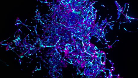 Neon-liquid-tendrils-in-3D-animation,-twisting-in-a-chaotic-dance,-illuminated-with-vibrant-pink-and-blue-highlights