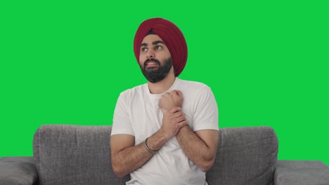 Kranker-Sikh-Indianer,-Der-Unter-Handschmerzen-Leidet,-Grüner-Bildschirm