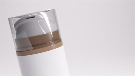 Sleek-cosmetic-lotion-dispenser-in-3D-animation,-featuring-a-modern,-translucent-cap-and-smooth-design-on-a-cool-backdrop.