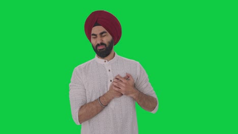 Kranker-Sikh-Indianer-Mit-Herzinfarkt,-Grüner-Bildschirm