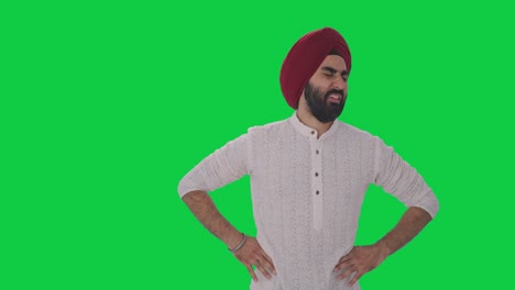 Kranker-Sikh-Indianer,-Der-Unter-Magenschmerzen-Leidet,-Grüner-Bildschirm