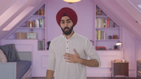 Kranker-Sikh-Indianer,-Der-Einen-Asthmaanfall-Hat