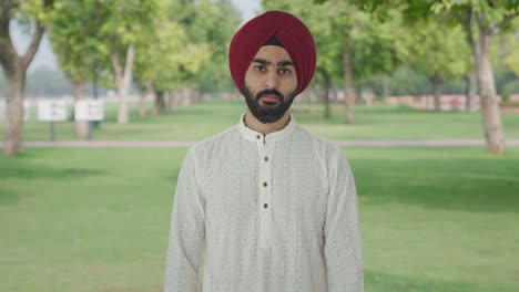 Hombre-Indio-Sikh-Mirando-A-La-Cámara-En-El-Parque