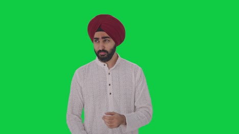 Kranker-Sikh-Indianer,-Der-Unter-Fieber-Leidet,-Grüner-Bildschirm