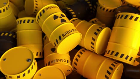 Vertedero-De-Barriles-Amarillos-Y-Negros-Con-Residuos-Radiactivos-Nucleares-Peligro-De-Contaminación-Por-Radiación
