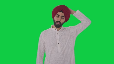 Hombre-Indio-Sikh-Confundido-Pensando-En-Pantalla-Verde