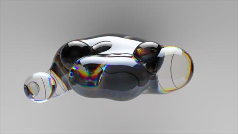 Dark-Liquid-Moves-Inside-a-Transparent-Gel-Clot-on-an-Abstract-Background-Rainbow-Bubbles-3d