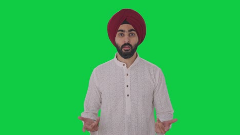 Verwirrter-Sikh-Indianer-Fragt,-Welche-Frage-Grüner-Bildschirm-Ist