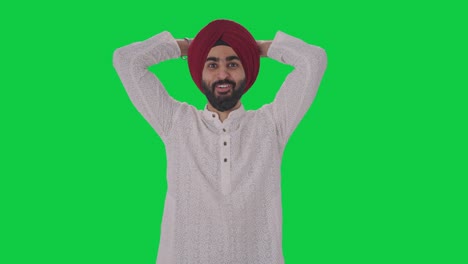 Glücklicher-Sikh-Indianer,-Der-Einen-überraschenden-Grünen-Bildschirm-Bekommt
