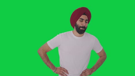 Kranker-Sikh-Indianer,-Der-Unter-Magenschmerzen-Leidet,-Grüner-Bildschirm