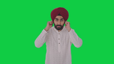 Schuldiger-Sikh-Indianer-Entschuldigt-Sich-Und-Entschuldigt-Sich-Auf-Grünem-Bildschirm