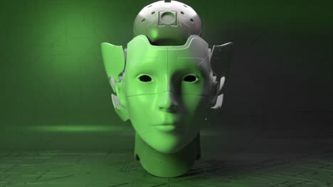 Der-Kopf-Des-Roboters-öffnet-Die-Oberschale-Und-Zeigt-Die-Innere-Struktur-Des-Gehirns-Und-Des-Schädels