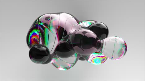 El-Líquido-Oscuro-Se-Mueve-Dentro-De-Un-Coágulo-De-Gel-Transparente-Sobre-Un-Fondo-Abstracto-Burbujas-De-Arco-Iris-3d