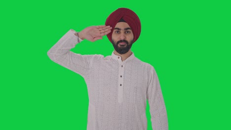 Orgulloso-Hombre-Indio-Sikh-Saludando-La-Pantalla-Verde