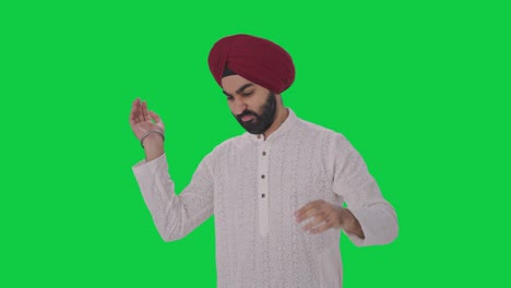 Frustrierter-Sikh-Indianer,-Der-Einen-Mücken-Greenscreen-Fliegt