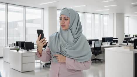 Muslim-businesswoman-talking-on-video-call