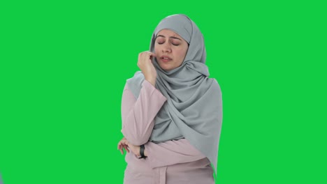 Stressed-and-tensed-muslim-businesswoman-Green-screen
