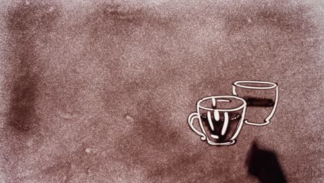 Zeitraffer-Sandkunstanimation-Von-Kaffeetassen-In-Draufsicht
