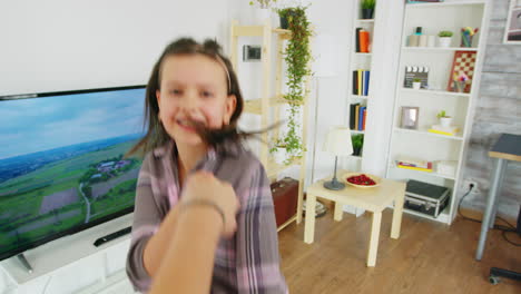 Pov-of-child-doing-a-funny-dance-with-her-mother