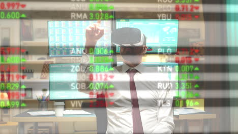 Broker-using-virtual-reality-headset-to-read-data-from-hologram-screen
