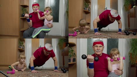 Aktiver-Großvater-älterer-Mann-Mit-Kind-Mädchen-Tun-Fitness-Gewichtheben-Übungen-Mit-Hanteln