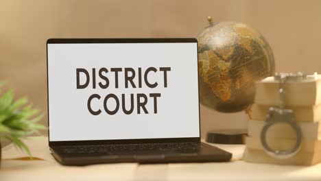 Bezirksgericht-Auf-Dem-Bildschirm-Eines-Juristischen-Laptops-Angezeigt