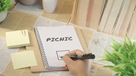TICKING-OFF-PICNIC-WORK-FROM-CHECKLIST