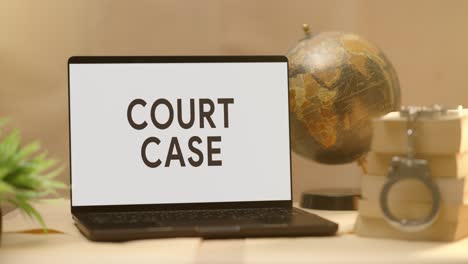 Gerichtsverhandlung-Auf-Dem-Bildschirm-Eines-Juristischen-Laptops-Angezeigt
