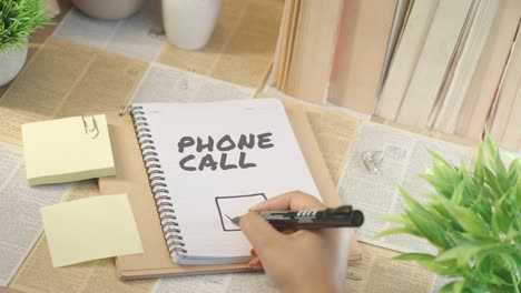 TICKING-OFF-PHONE-CALL-WORK-FROM-CHECKLIST