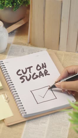 VERTICAL-VIDEO-OF-TICKING-OFF-CUT-ON-SUGAR-WORK-FROM-CHECKLIST
