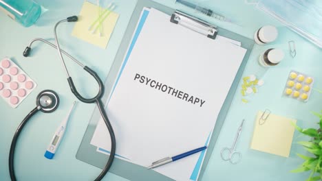 Psychotherapie-Auf-Medizinischem-Papier-Geschrieben
