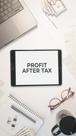 VERTICAL-VIDEO-OF-PROFIT-AFTER-TAX-DISPLAYING-ON-A-TABLET-SCREEN