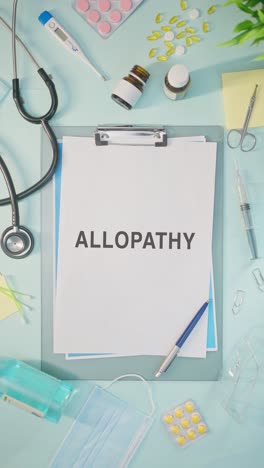 VERTICAL-VIDEO-OF-ALLOPATHY-WRITTEN-ON-MEDICAL-PAPER
