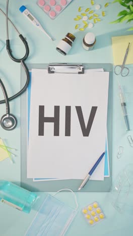 VERTICAL-VIDEO-OF-HIV-WRITTEN-ON-MEDICAL-PAPER