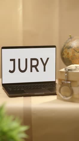 Vertikales-Video-Der-Jury-Auf-Dem-Bildschirm-Eines-Juristischen-Laptops