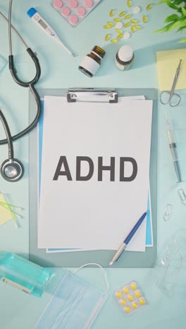 VERTICAL-VIDEO-OF-ADHD-WRITTEN-ON-MEDICAL-PAPER