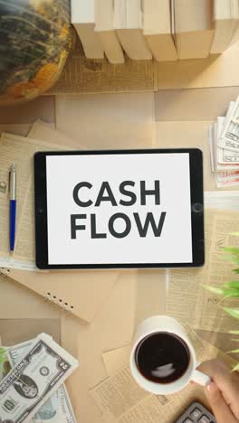 Vertikales-Video-Der-Cashflow-Anzeige-Auf-Dem-Bildschirm-Eines-Finanz-Tablets