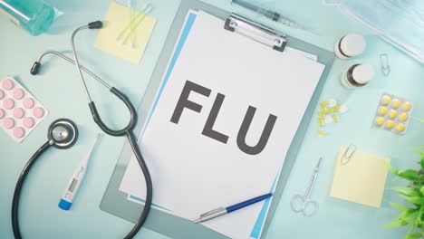 Grippe-Auf-Medizinischem-Papier-Geschrieben
