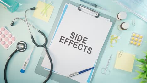 Nebenwirkungen-Auf-Medizinischem-Papier-Geschrieben