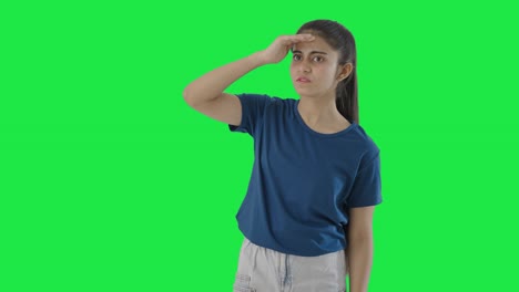 Indian-teenage-girl-looking-for-someone-Green-screen