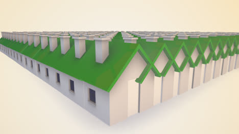 3D-animation.-A-lot-of-small-houses-with-green-roofs-slowly-merging-into-each-other.-Concept-representation-of-development,-unity,-combination,-socialization.-Perfect-for-housing-related-purposes.