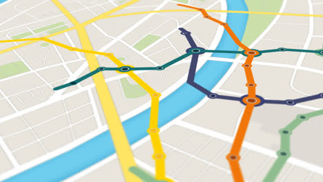 Gps-Navigation-Of-Metro-Transportation.-Metro,-subway,-underground-Navigation-on-city-map.-Urban-transportation-system.-Trains-travel-through-railways-through-stations-in-developed-countries.