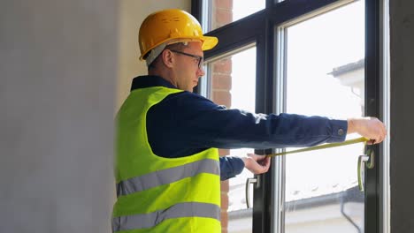 Male-Builder-with-Ruler-Measuring-Window.construction-business-and-building-concept-male-builder-with-ruler-and-clipboard-measuring-window